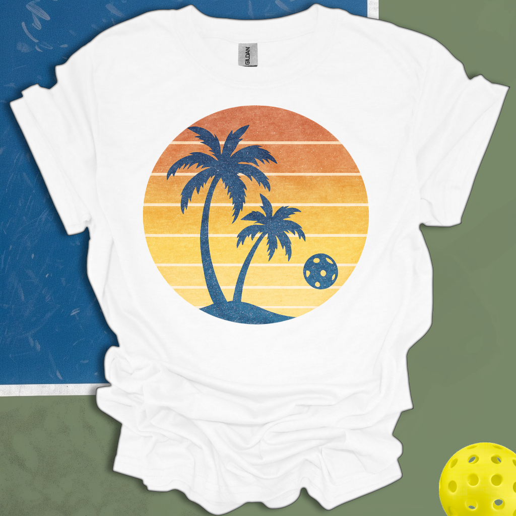 Pickleball Palm Tree Sunset