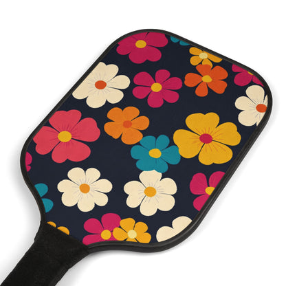 Retro Flowers Pickleball Paddles & Balls Set