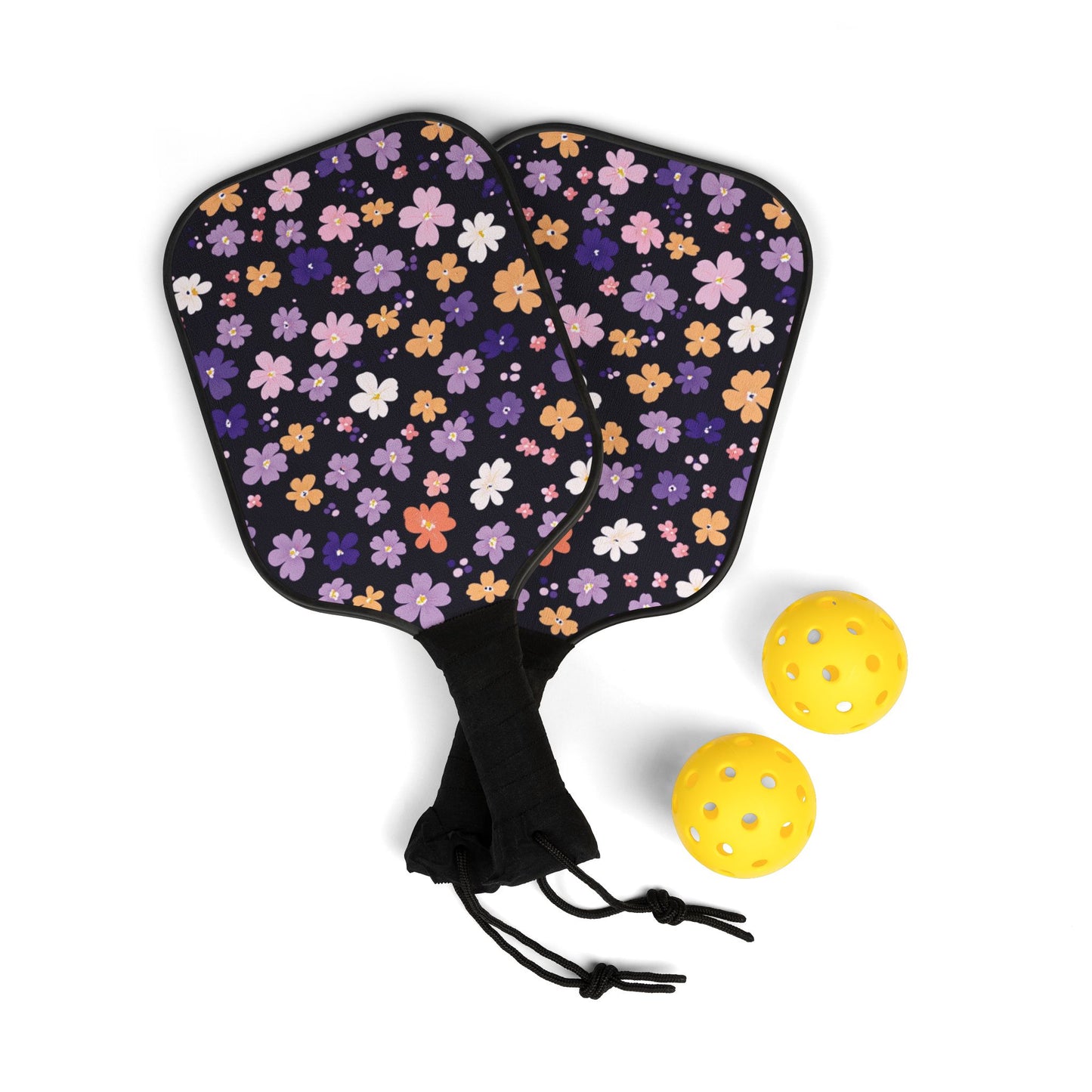 Pretty Flowers Pickleball Paddles & Balls Set