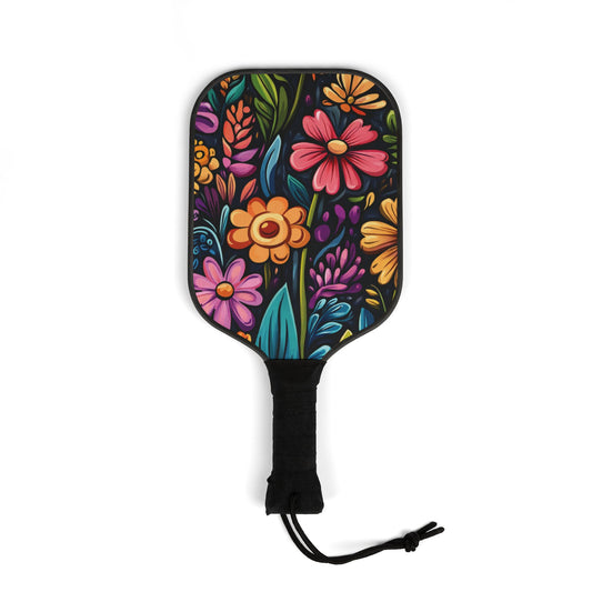 Vibrant Floral Pickleball Paddles & Balls