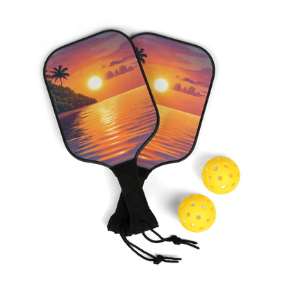 Tropical Sunset Pickleball Paddles & Balls Set