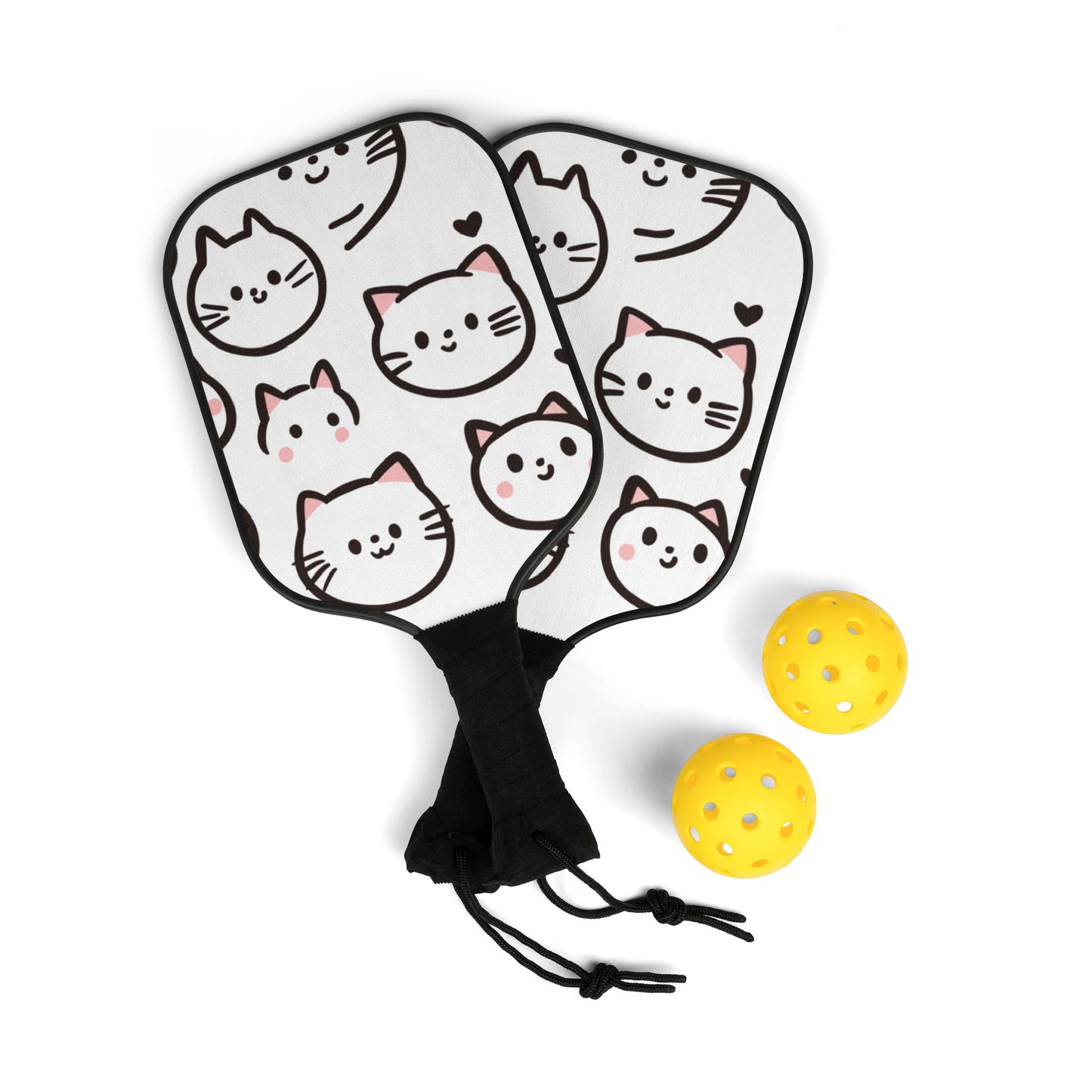 Cute Cats Pickleball Paddles & Balls Set