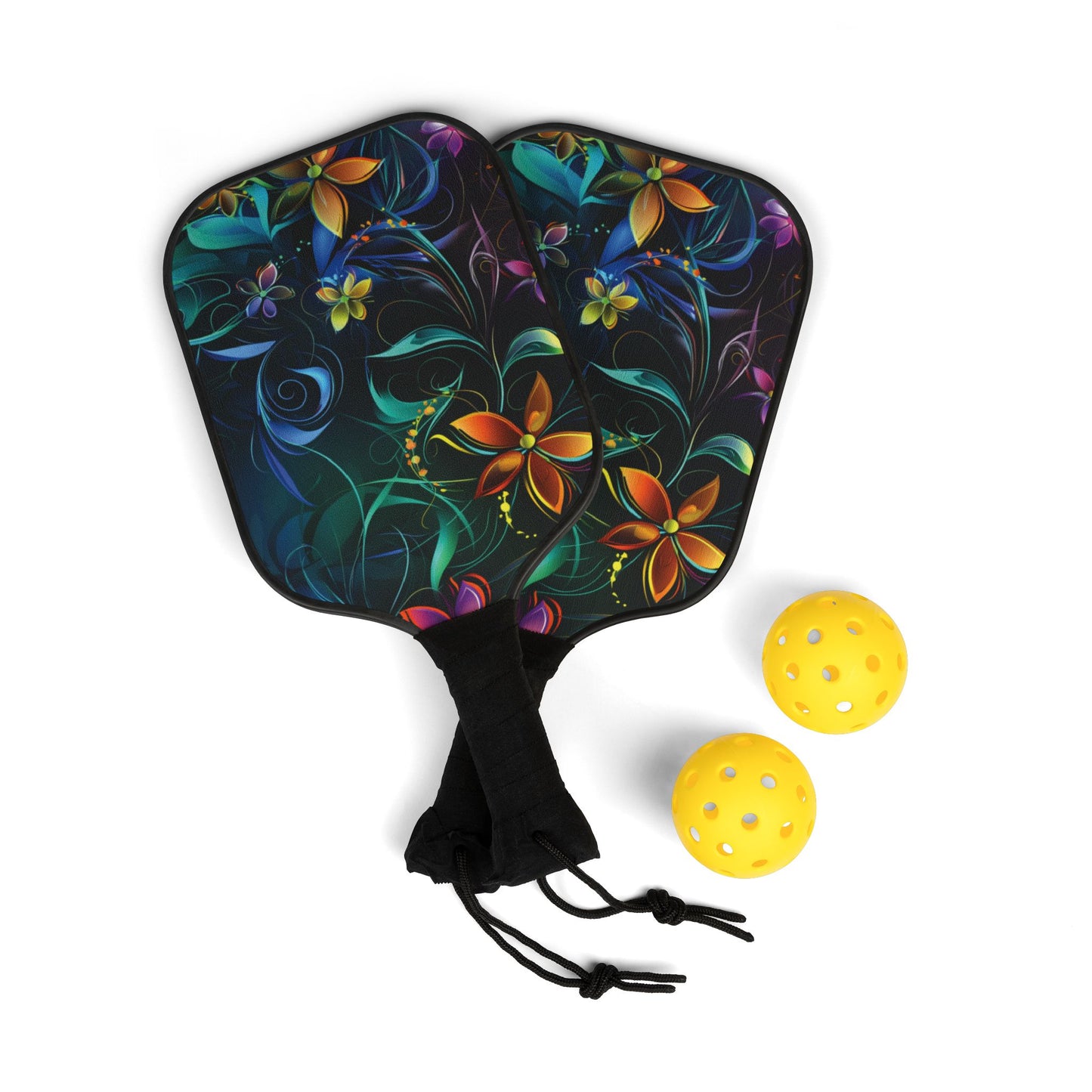 Beautiful Flowers Pickleball Paddles & Balls Set