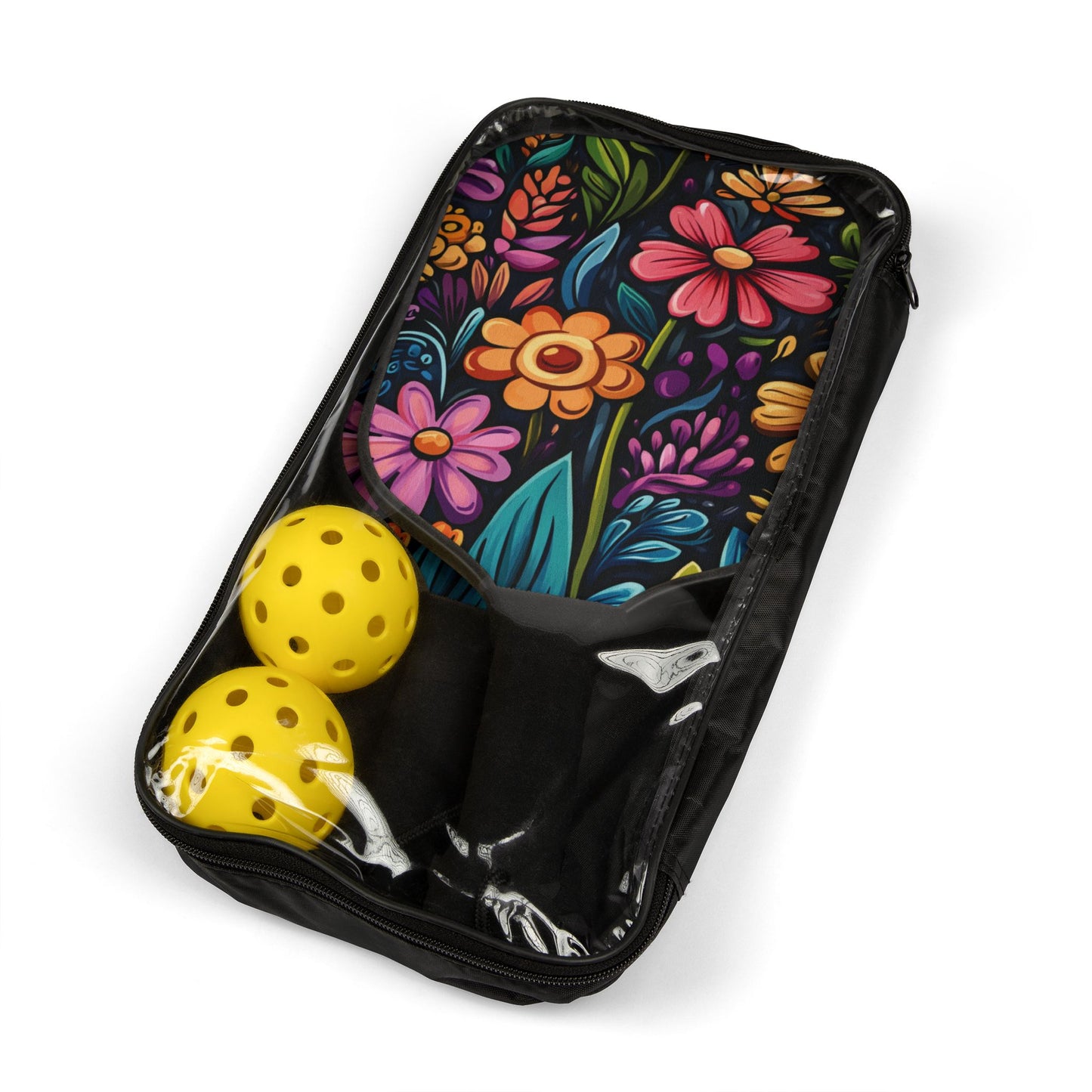 Vibrant Floral Pickleball Paddles & Balls