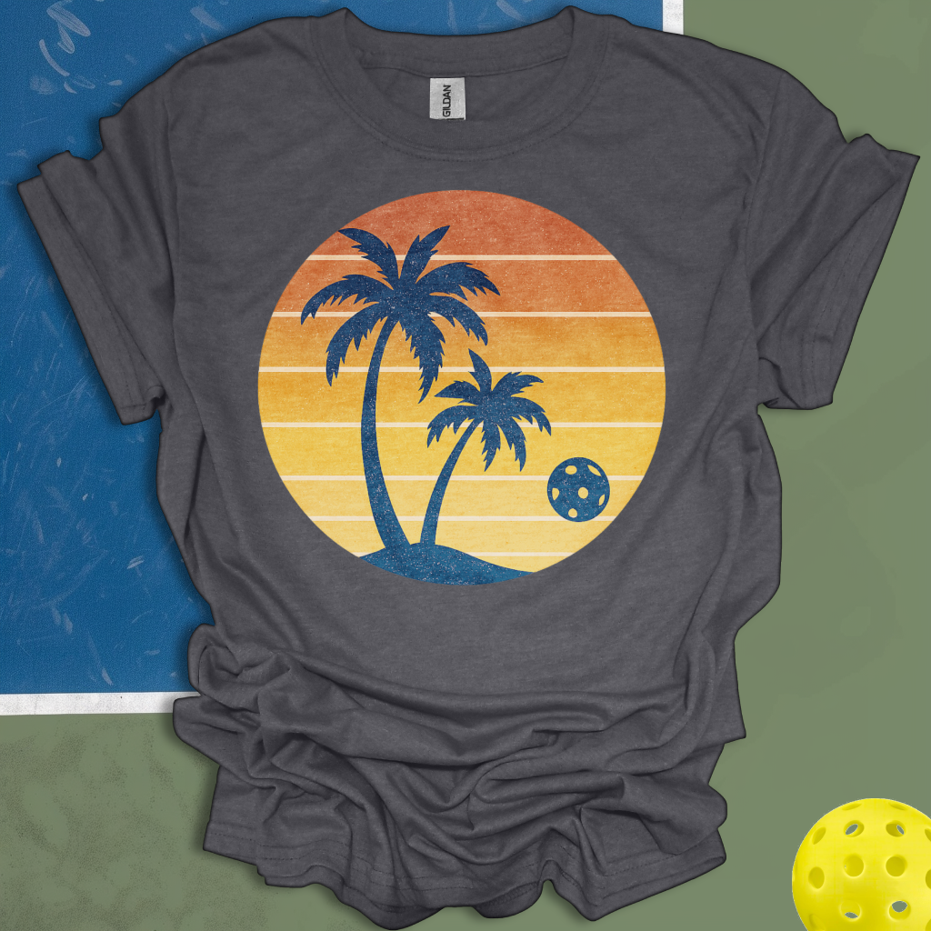 Pickleball Palm Tree Sunset