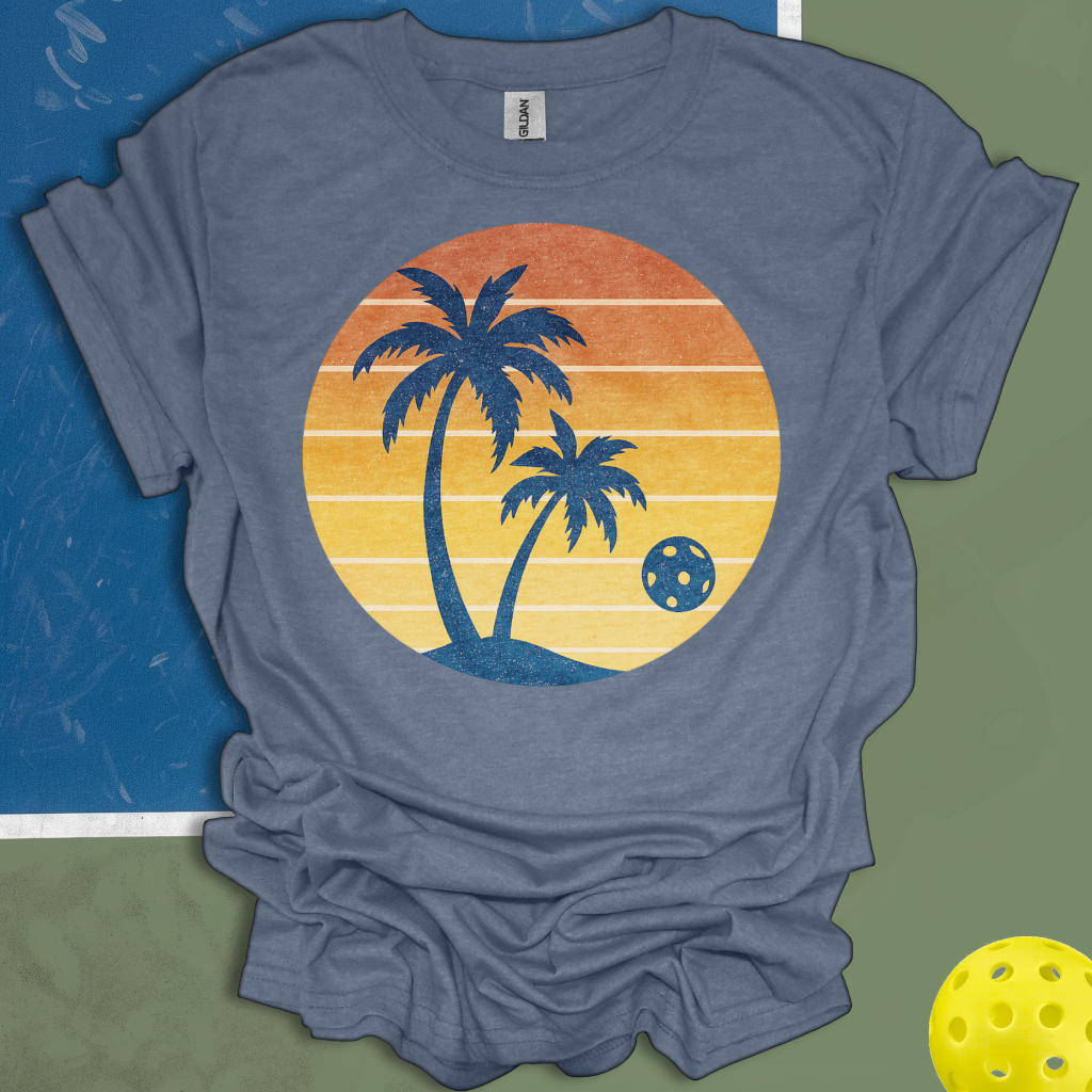 Pickleball Palm Tree Sunset